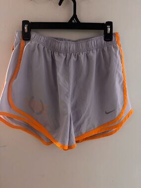Nike Women's Light Gray Athletic Shorts with Orange Trim NWOT